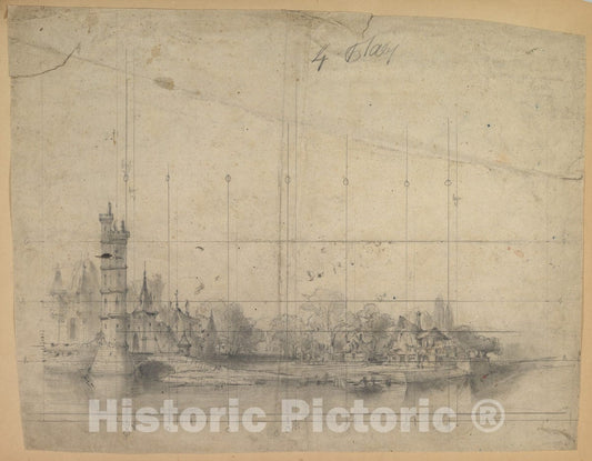 Art Print : Eugène Cicéri - Design for a Stage Set 2 v.2 : Vintage Wall Art
