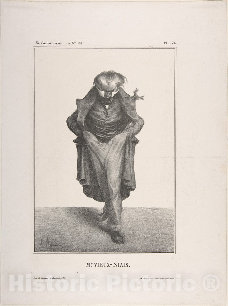Art Print : Honoré Daumier - Mr. Vieux-Niais, published in La Caricature no. 134, May 30, 1833 : Vintage Wall Art