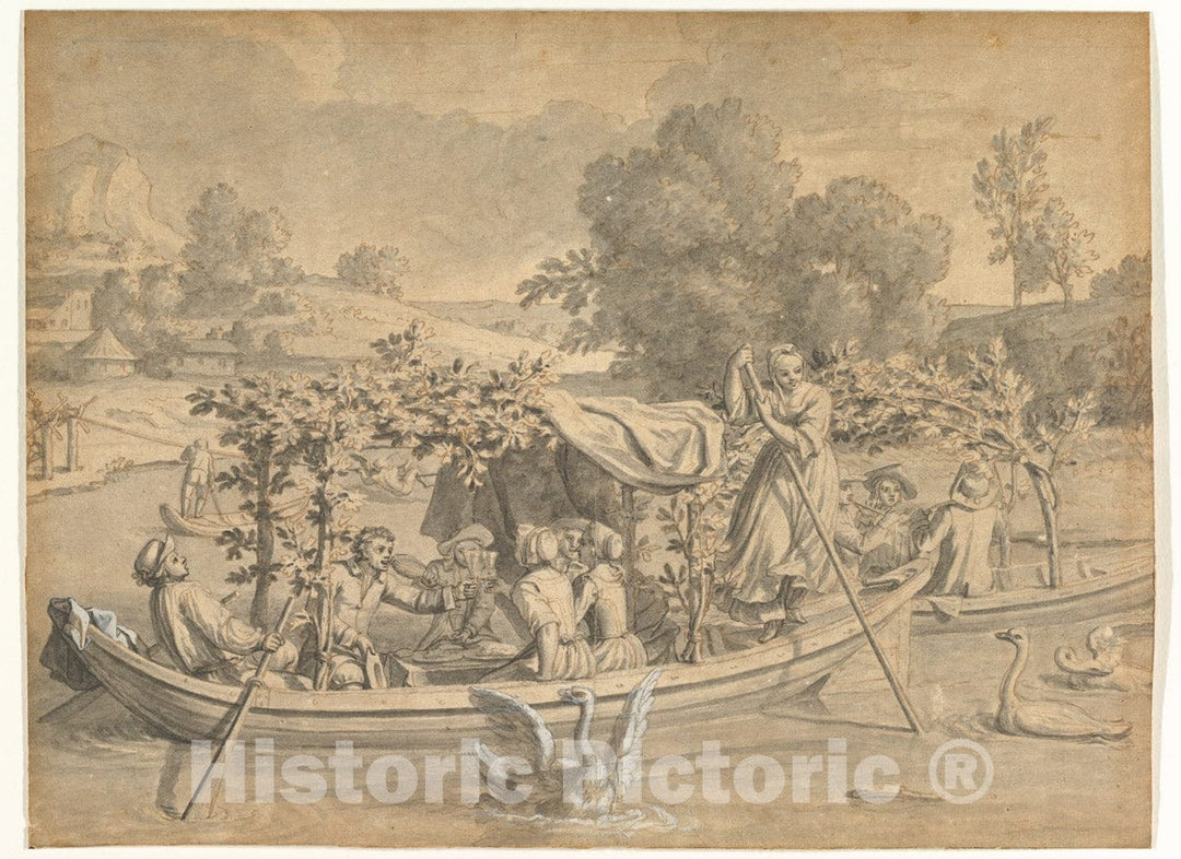 Art Print : Claude Simpol - July: Amusements on The Water, (Juillet : les Divertissements sur l’eau) : Vintage Wall Art