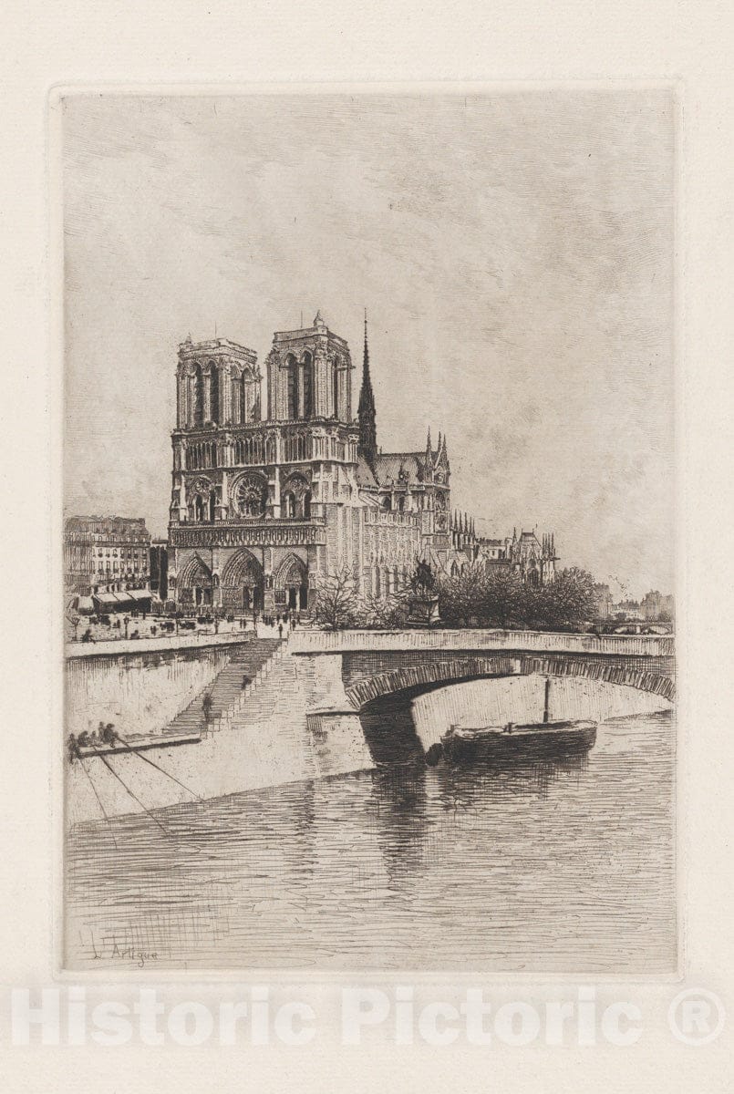 Art Print : L. Artigue - Notre Dame Cathedral : Vintage Wall Art