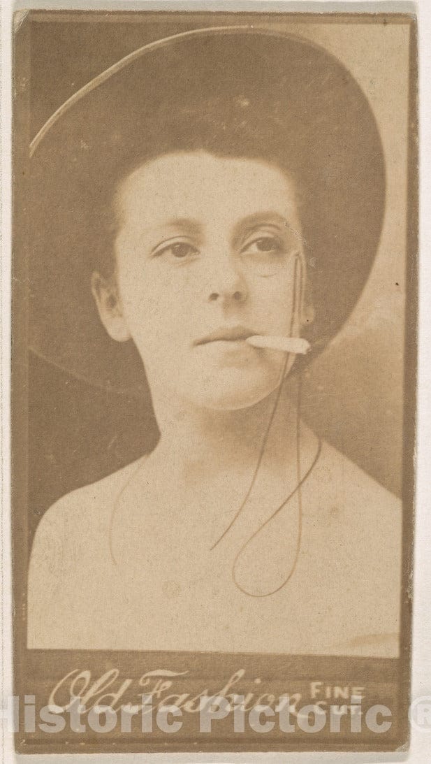 Photo Print : Actress with Monocle and Cigarette, from The Actresses Series (N664) Promoting Old Fashion Fine Cut Tobacco : Vintage Wall Art