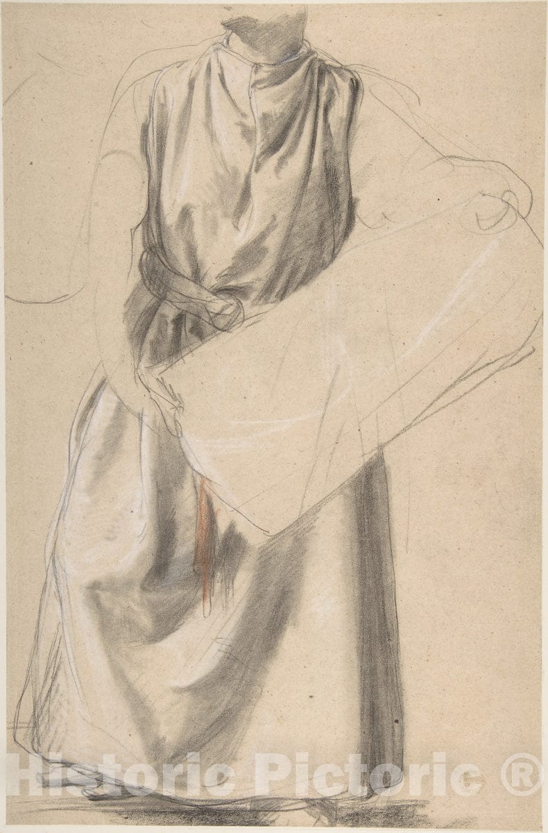 Art Print : British, 19th Century - Study of a Standing Figure : Vintage Wall Art