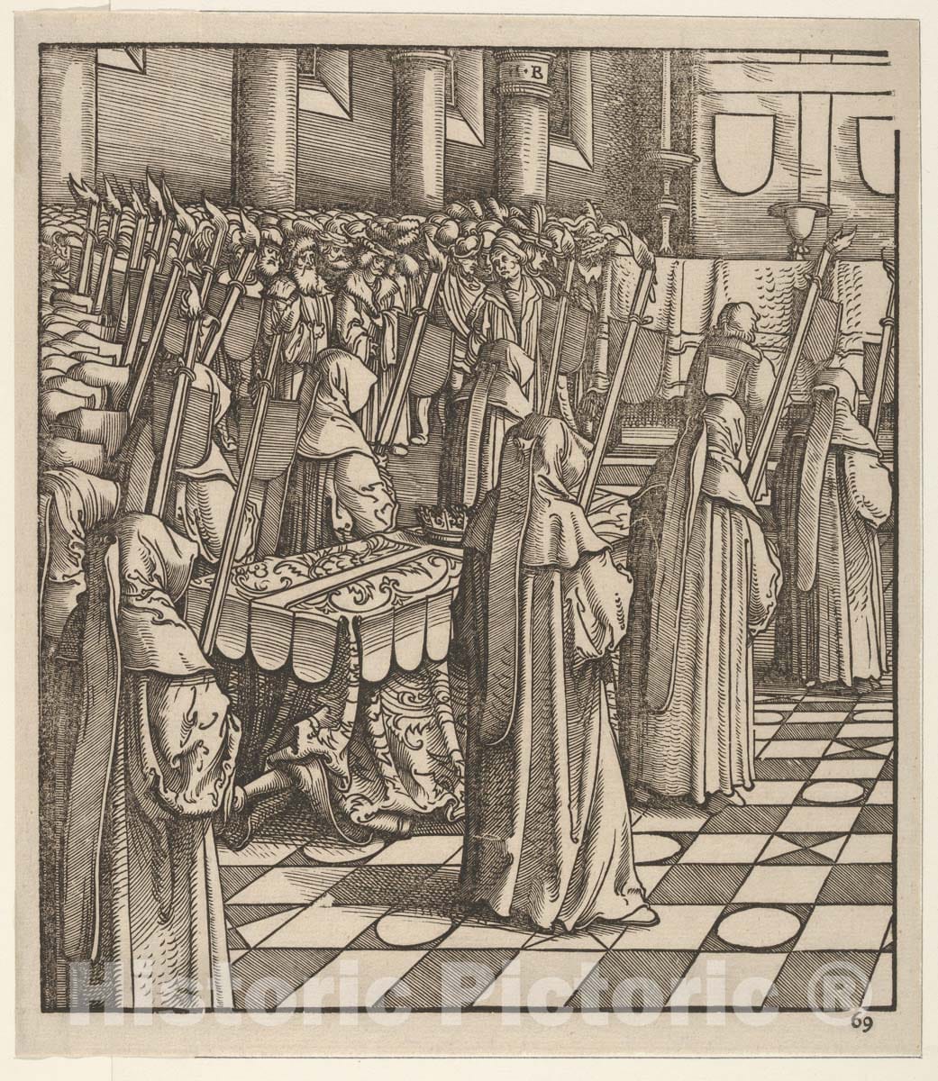 Art Print : Hans Burgkmair - The King of Feuereisen and His Only Daughter, from Der Weisskunig 1 : Vintage Wall Art