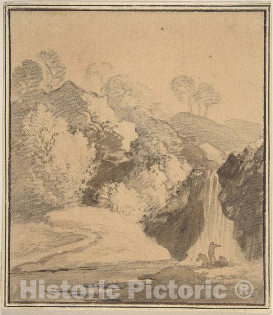 Art Print : Johann Georg Wagner - Cascade : Vintage Wall Art