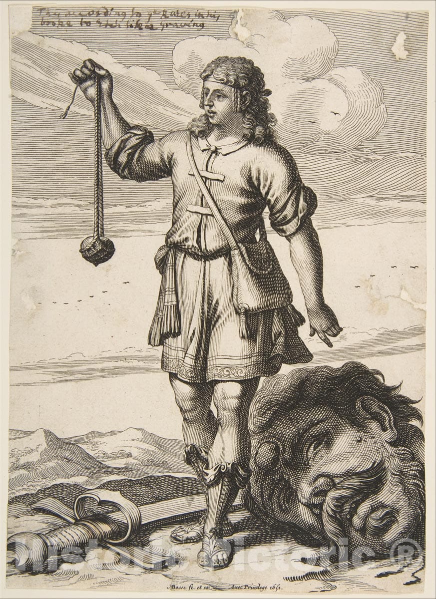 Art Print : Abraham Bosse - David with The Head of Goliath : Vintage Wall Art
