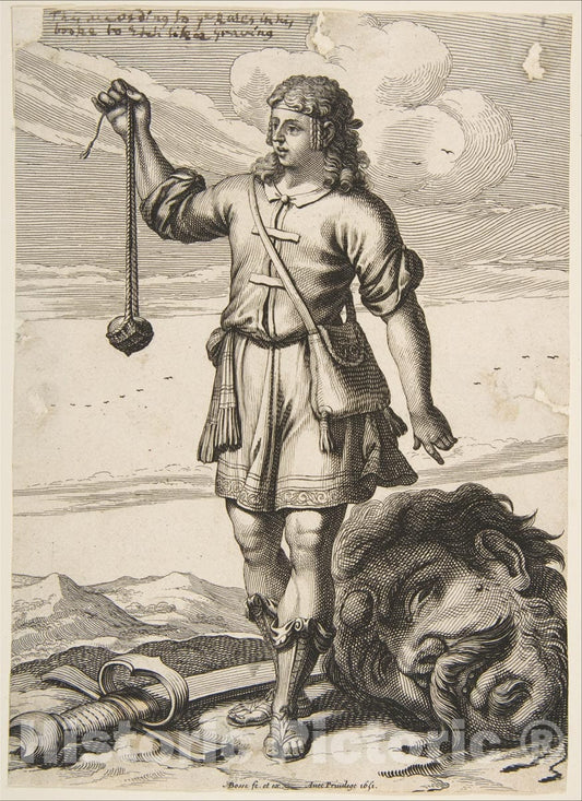 Art Print : Abraham Bosse - David with The Head of Goliath : Vintage Wall Art