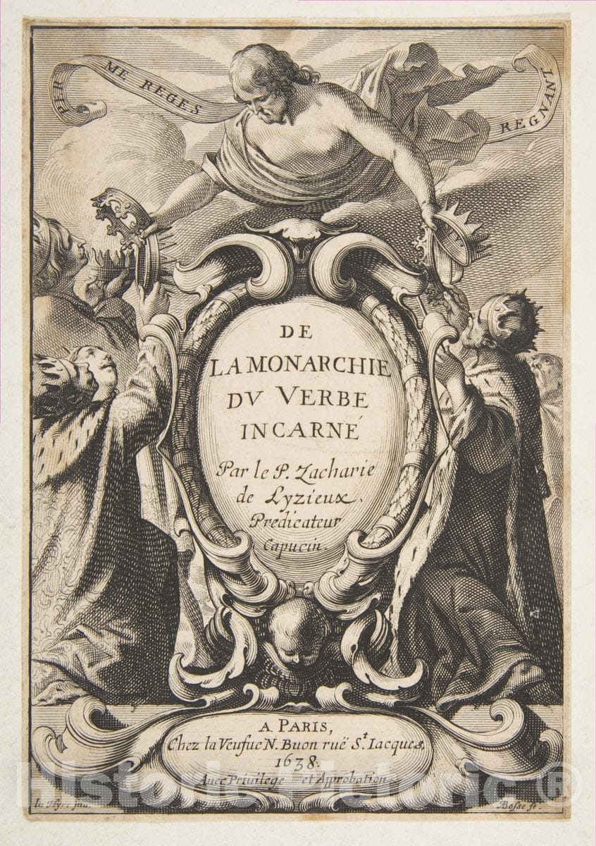 Art Print : Abraham Bosse - Title-Page: De la Monarchie du Verbe incarné : Vintage Wall Art