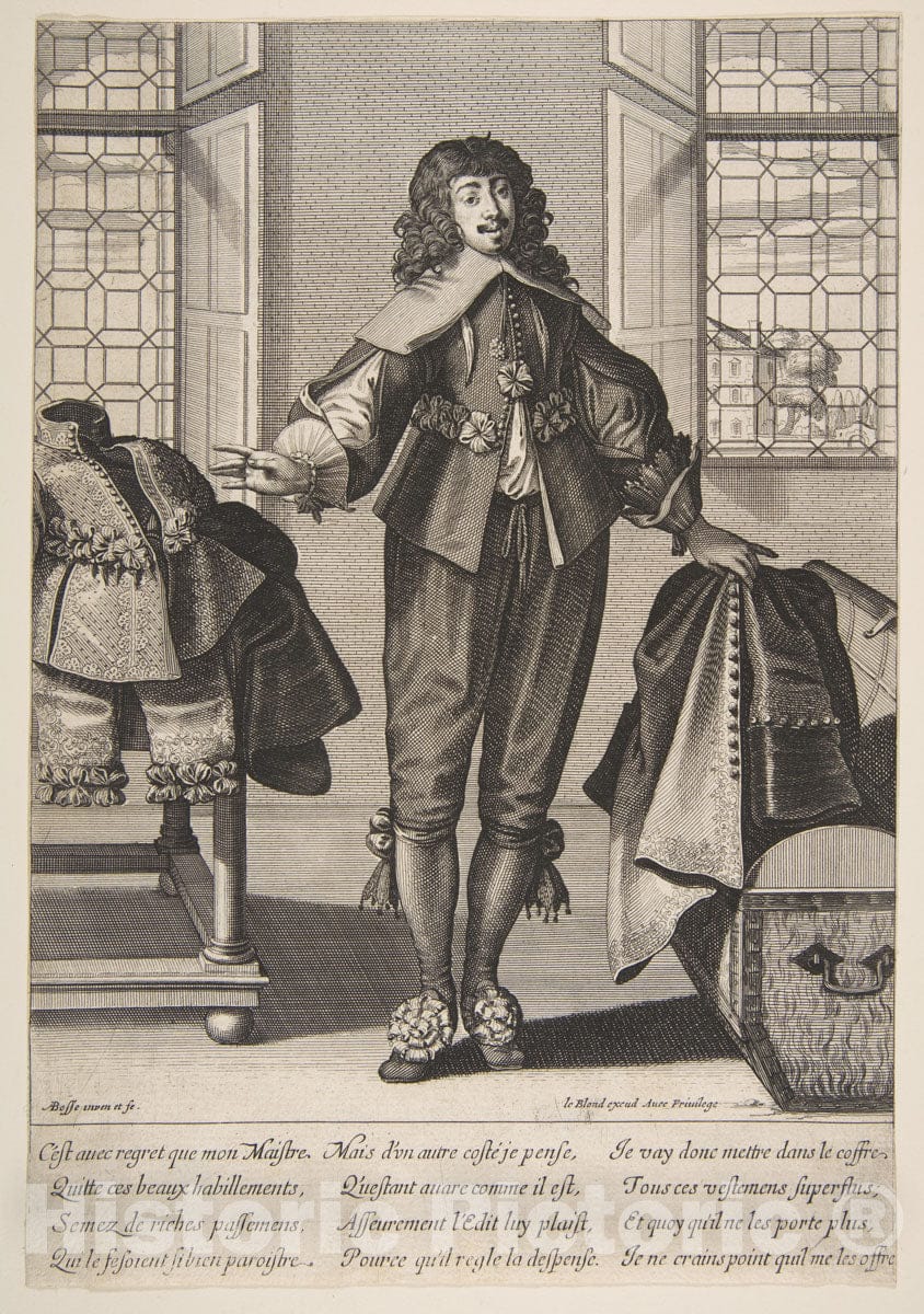 Art Print : Abraham Bosse - A Valet Putting Away The Luxious Clothes of His Master : Vintage Wall Art