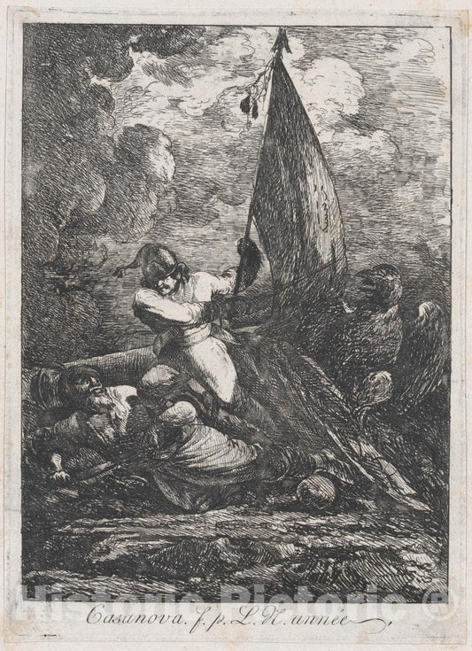 Art Print : Possibly Francesco Casanova - Battle Scene : Vintage Wall Art