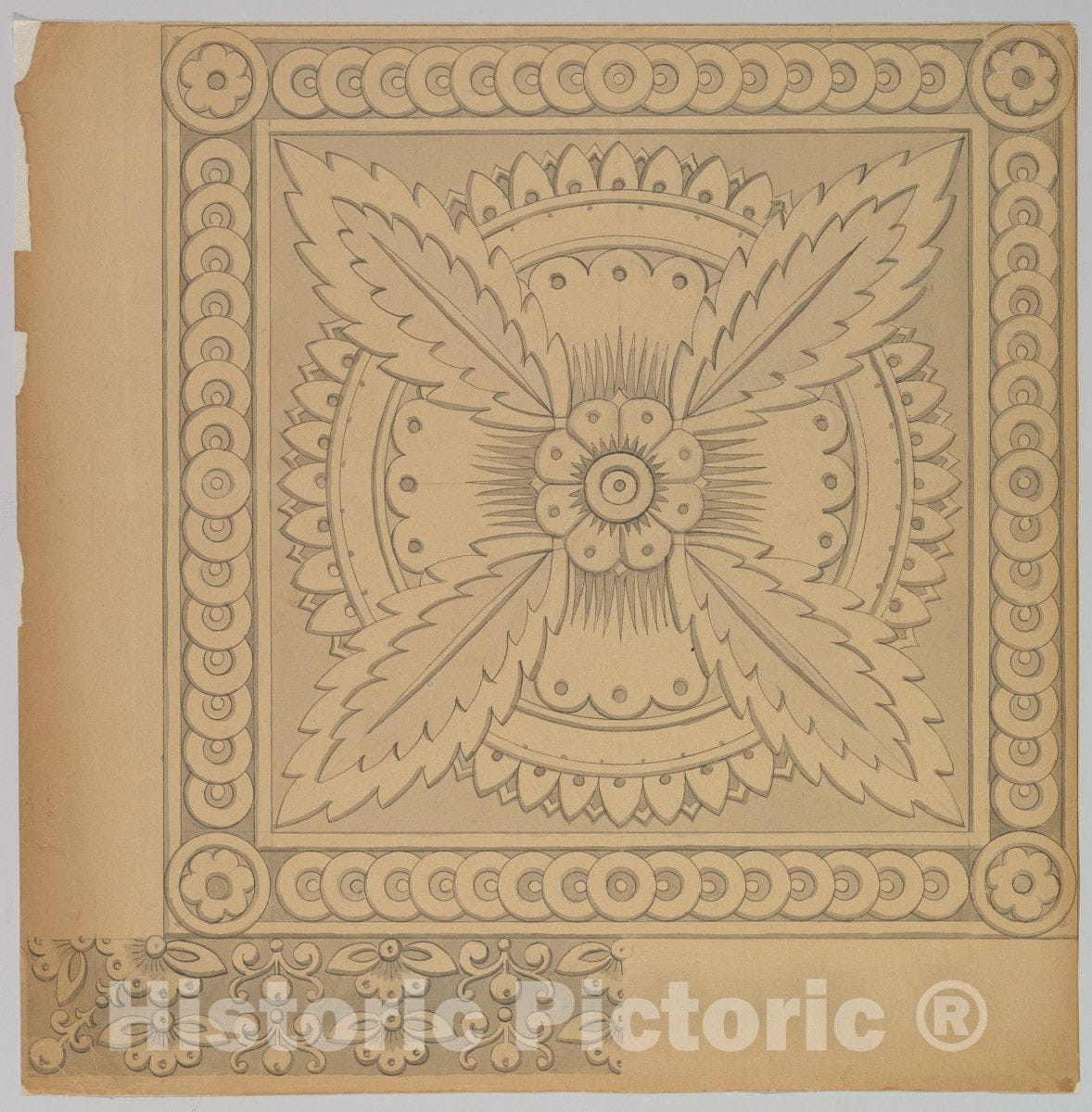 Art Print : Carl Faber, Stuttgart - Design for Ornamented Tile 2 : Vintage Wall Art