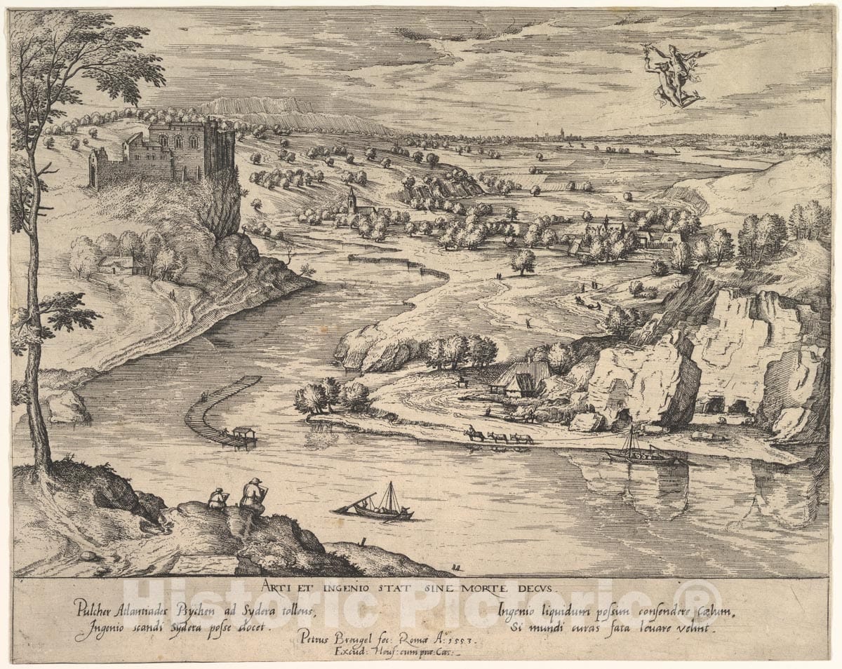 Art Print : Simon Novellanus - River Landscape with Mercury Abducting Psyche : Vintage Wall Art