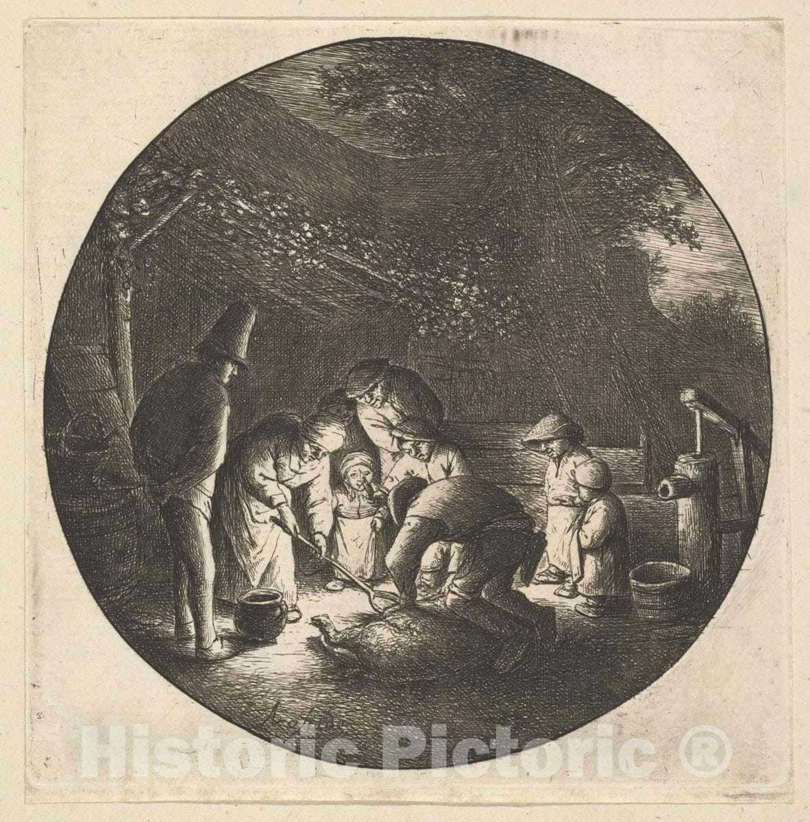 Art Print : Adriaen Van Ostade - Pork Butcher 2 : Vintage Wall Art
