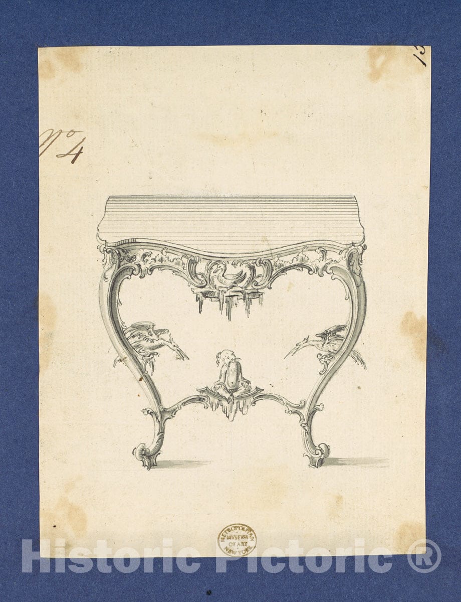 Art Print : Thomas Chippendale - Sideboard Table, in Chippendale Drawings, Vol. I : Vintage Wall Art