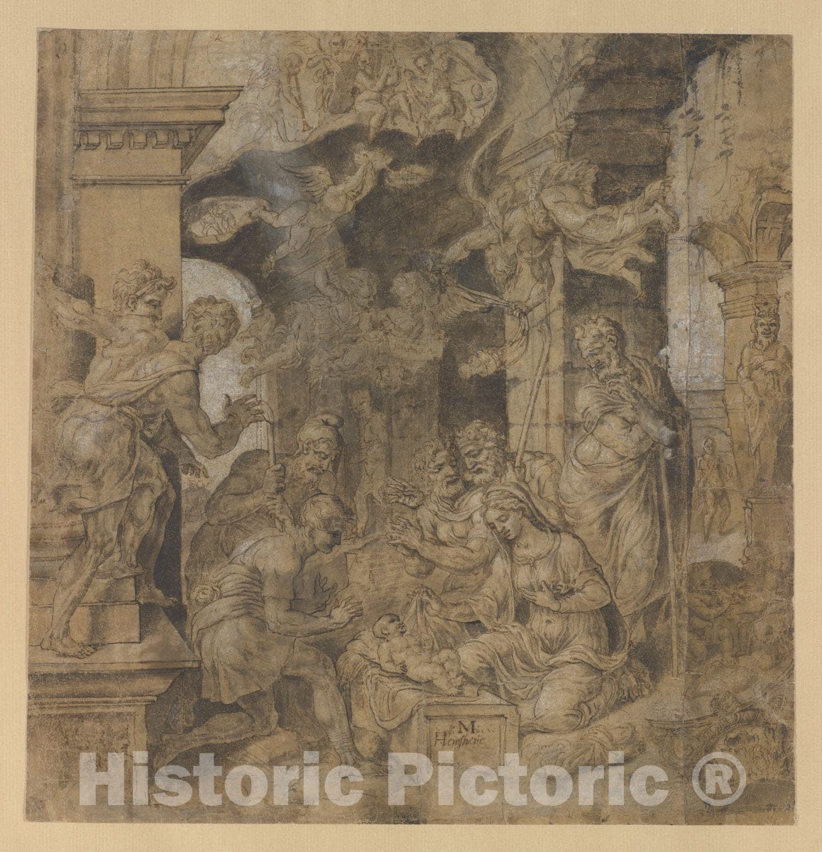 Art Print : Maarten Van Heemskerck - The Adoration of The Shepherds