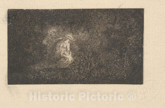 Art Print : Rodolphe Bresdin - La Sainte Famille au Repos (The Holy Family at Rest) : Vintage Wall Art