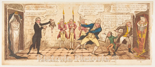 Art Print : George Cruikshank - A Sepulchral Enquiry into English History : Vintage Wall Art