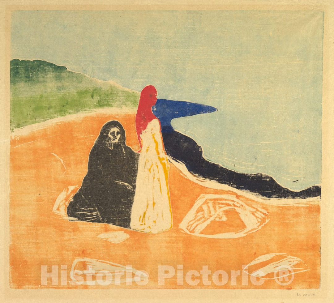 Art Print : Edvard Munch - Two Women on The Shore : Vintage Wall Art