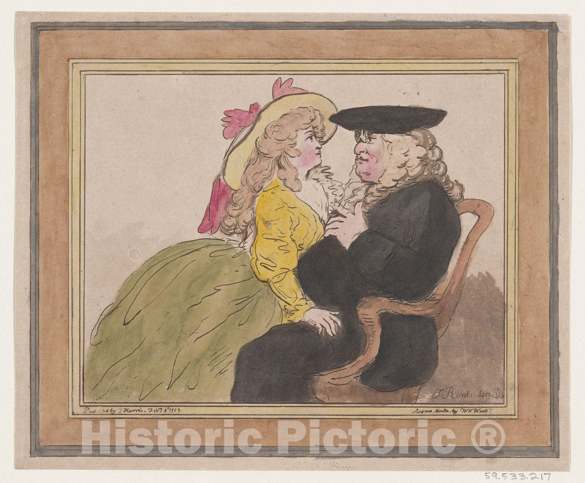 Art Print : Thomas Rowlandson - Lady on a Lawyer's Knee—Romance : Vintage Wall Art