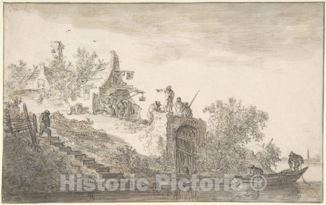 Art Print : Jan Van Goyen - Landscape with Figures : Vintage Wall Art