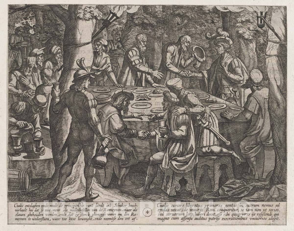 Art Print : Plate 4: Civilis Tells The Dutch Elders That They are Being Treated Like Slaves by The Romans - Artist: Antonio Tempesta - Created: 1611 : Vintage Wall Art