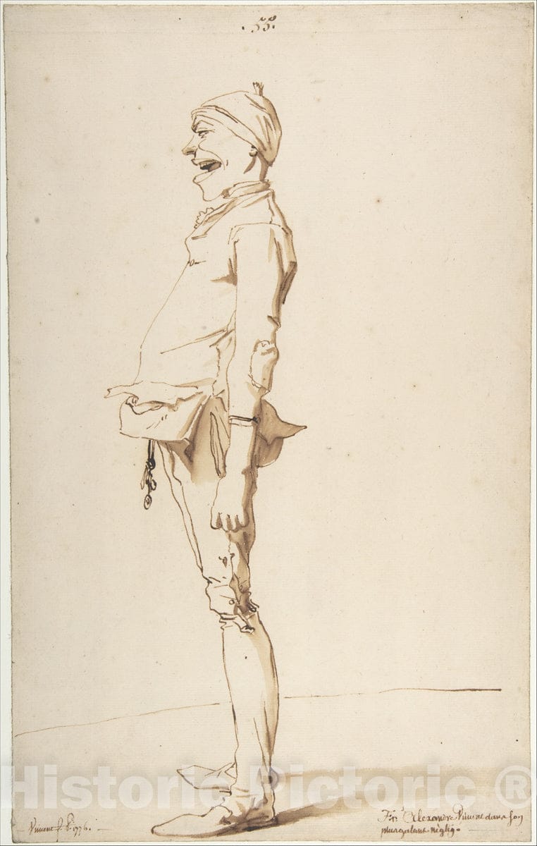 Art Print : François André Vincent - Caricature of The Artist's Younger Brother Marie-Alexandre-François : Vintage Wall Art