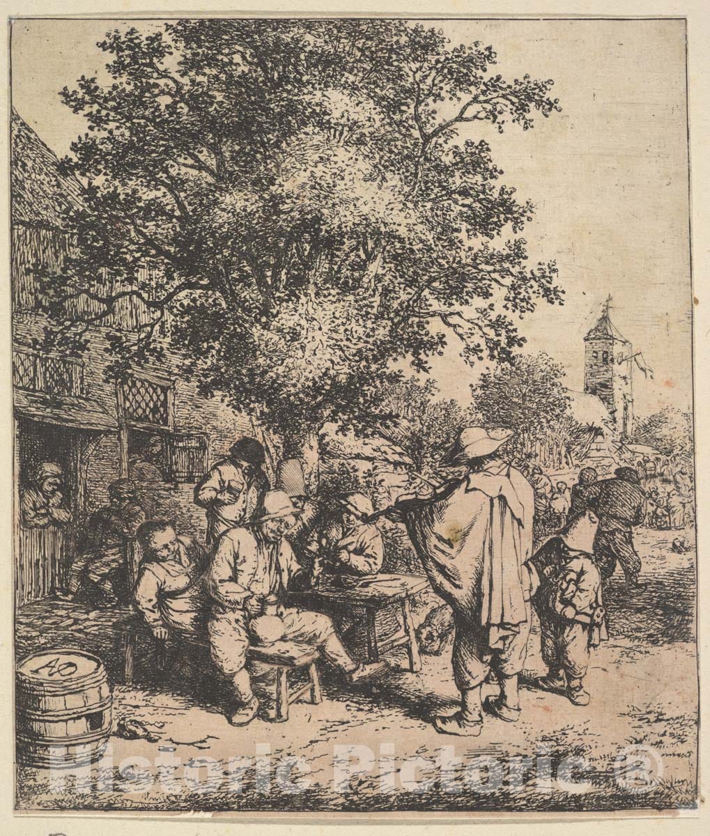 Art Print : Adriaen Van Ostade - Violinist and Little Organgrinder : Vintage Wall Art