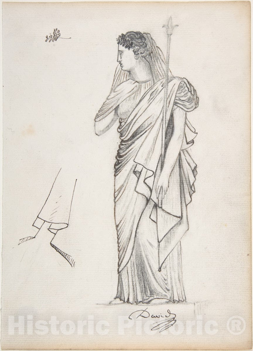 Art Print : Pierre Jean David d'Angers - The Allegorical Figure of France for The Tomb of General Bonchamp : Vintage Wall Art