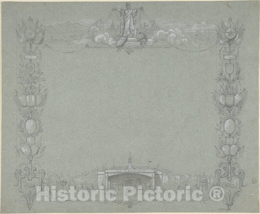 Art Print : Dedicated to La Dépêche (The Dispatch) - Design for a Certificate(?) Sponsored by The French Newspaper, La Dépêche : Vintage Wall Art