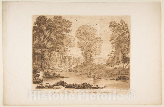 Art Print : Richard Earlom - Landscape with Cupid and Psyche : Vintage Wall Art