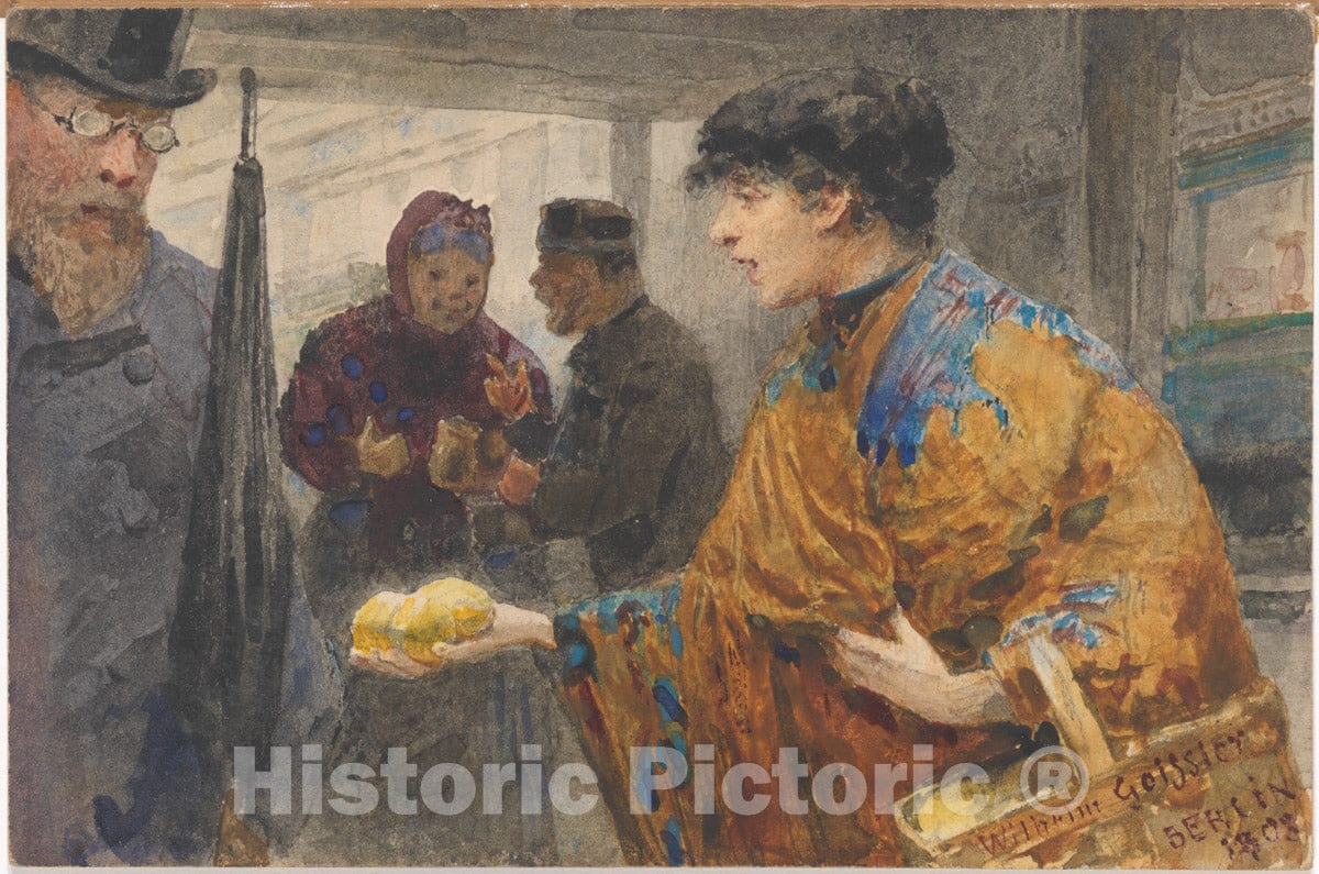 Art Print : Wilhelm Geissler - Woman in Oriental Dress Selling Lemons : Vintage Wall Art