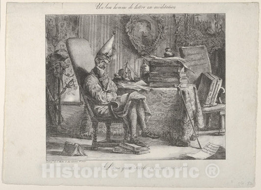 Art Print : Anonymous - A Literary Fellow Meditating : Vintage Wall Art