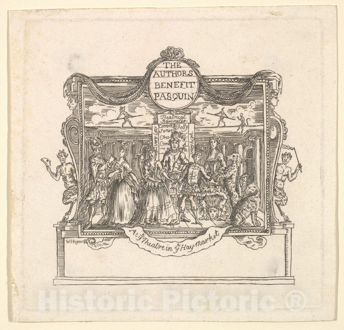 Art Print : Possibly After William Hogarth - The Author's Benefit: Pasquin : Vintage Wall Art