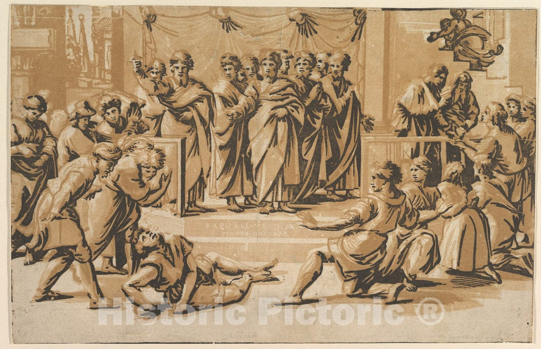 Art Print : Ugo da Carpi - Death of Ananias 2 : Vintage Wall Art