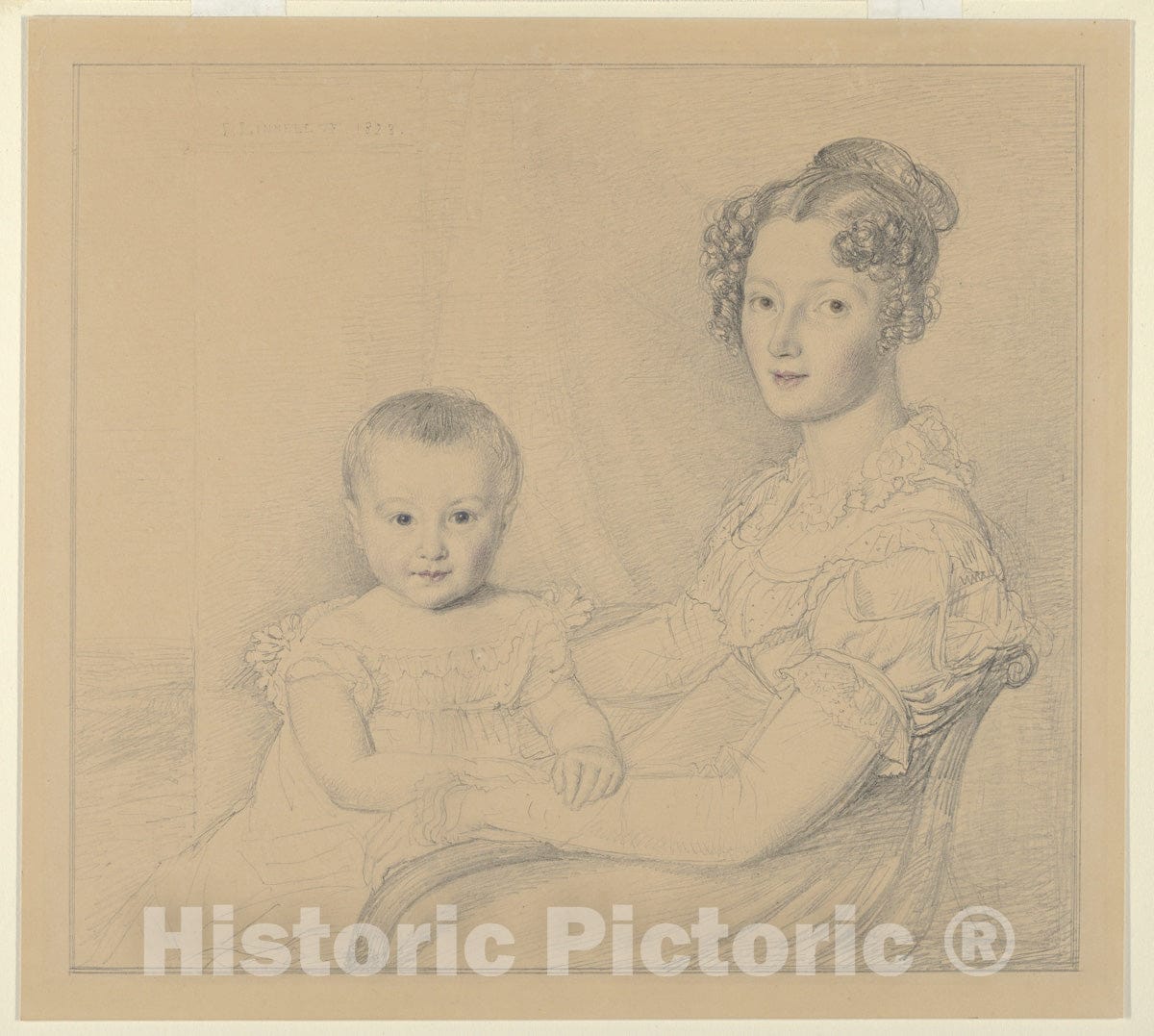 Art Print : John Linnell - Portrait of a Mother and Child : Vintage Wall Art