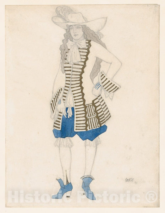 Art Print : Costume Design for a Courtier - Artist: Leon Bakst - Created: c1921 : Vintage Wall Art