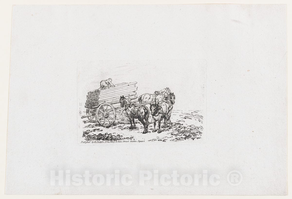 Art Print : Thomas Rowlandson - Timber Wagon, from A New Book of Horses and Carriages : Vintage Wall Art