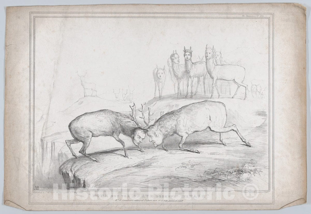 Art Print : John Doyle - None But The Brave Deserve The Fair – Mr. E. Landseer's admired Picture seen in a New Point of View : Vintage Wall Art