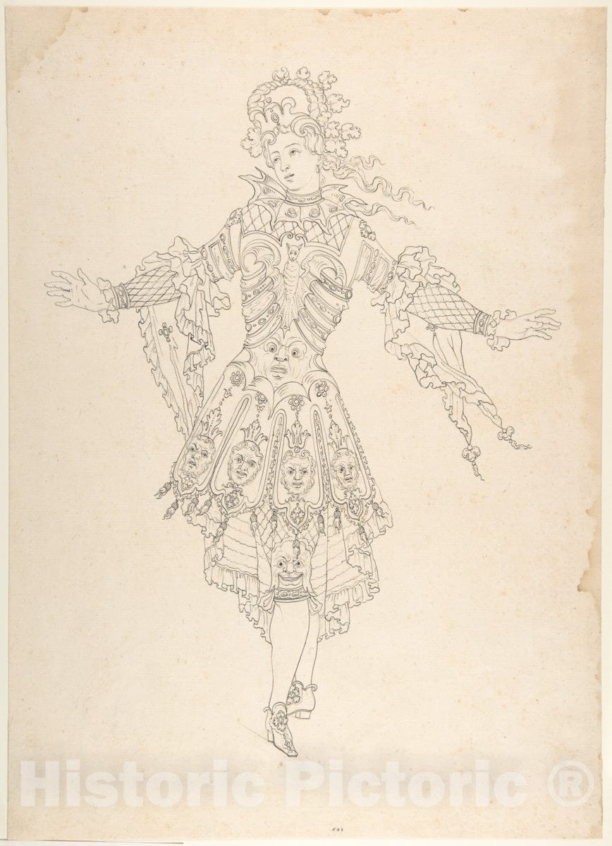 Art Print : Jean Berain - Male Actor in Ballet Costume : Vintage Wall Art