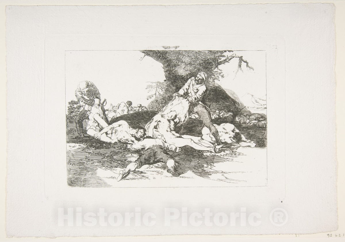 Art Print : Goya - Plate 16 from 'The Disasters of War' (Los Desastres de la Guerra):' They make use of them.' (Se aprovechan.) 1 : Vintage Wall Art