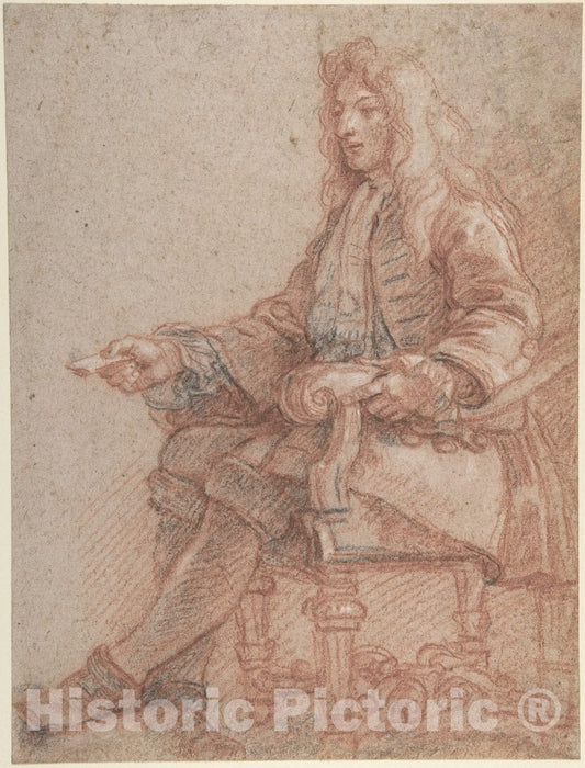 Art Print : Charles de la Fosse - Gentleman Seated in an Armchair : Vintage Wall Art