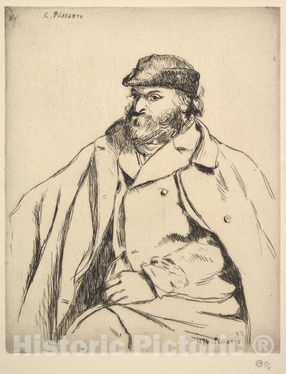 Art Print : Camille Pissarro - Portrait of Paul Cézanne : Vintage Wall Art