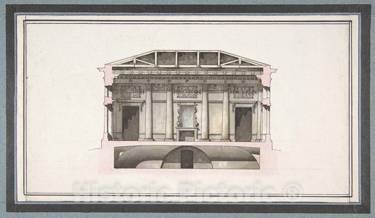 Art Print : Giacomo Quarenghi - Project for The Alexander Palace, Tsarskoe Selo (Section) : Vintage Wall Art