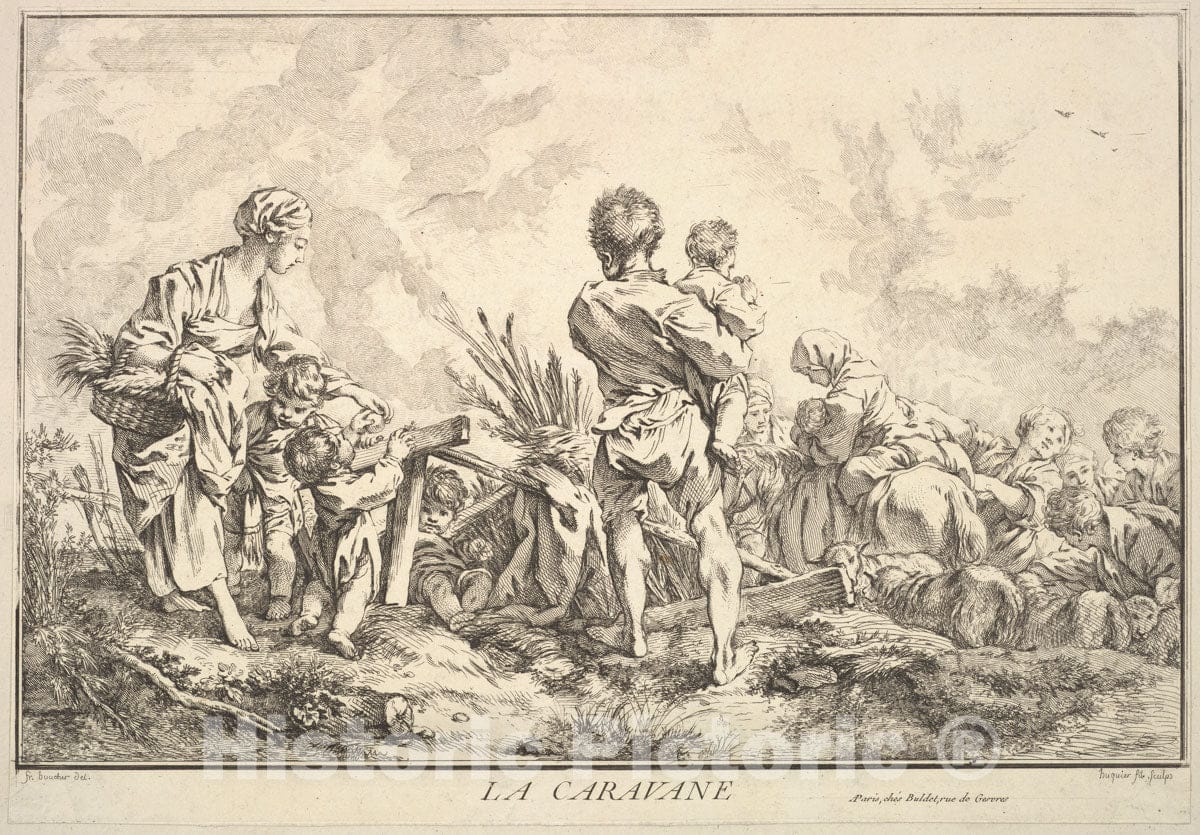 Art Print : Jacques Gabriel Huquier - The Caravan : Vintage Wall Art