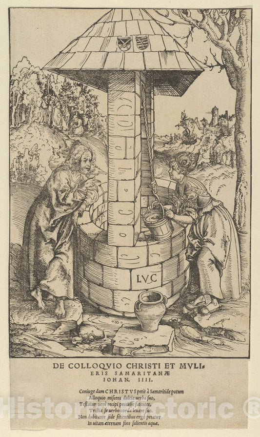 Art Print : Lucas Cranach The Elder - Christ and The Woman of Samaria 2 : Vintage Wall Art