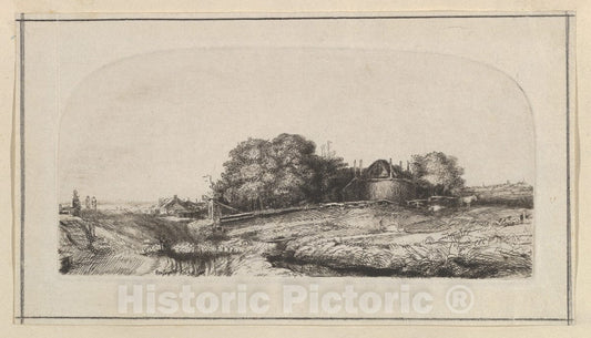 Art Print : Captain William E. Baillie - Landscape with a Haybarn and a Flock of Sheep (Copy) 2 : Vintage Wall Art