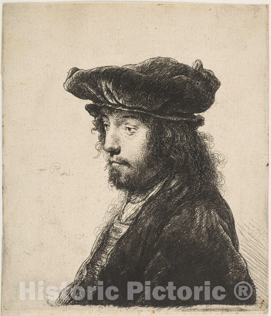 Art Print : Rembrandt (Rembrandt Van Rijn) - The Fourth Oriental Head : Vintage Wall Art