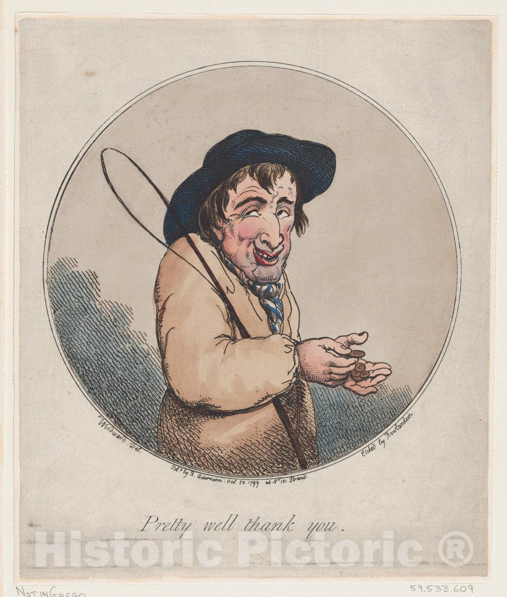 Art Print : Thomas Rowlandson - Pretty Well Thank You : Vintage Wall Art