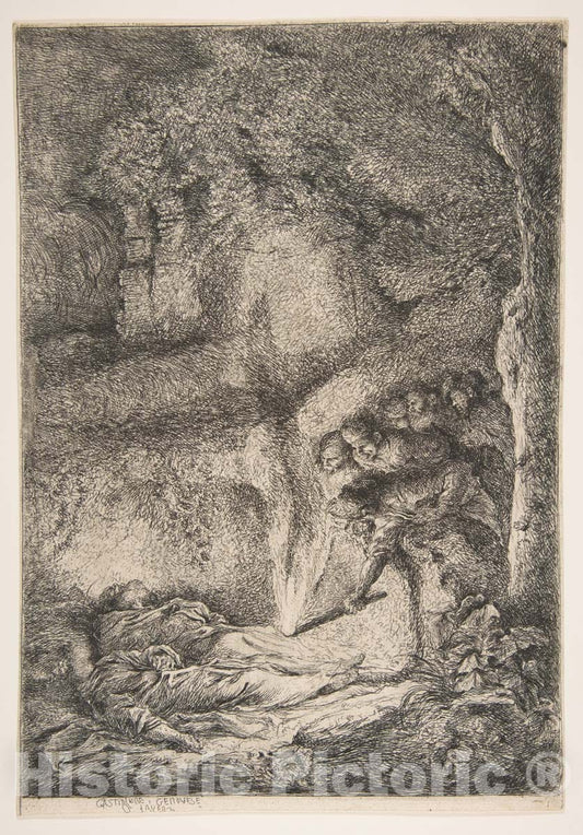 Art Print : Giovanni Benedetto Castiglione (Il Grechetto) - Finding of The Bodies of Saints Peter and Paul : Vintage Wall Art