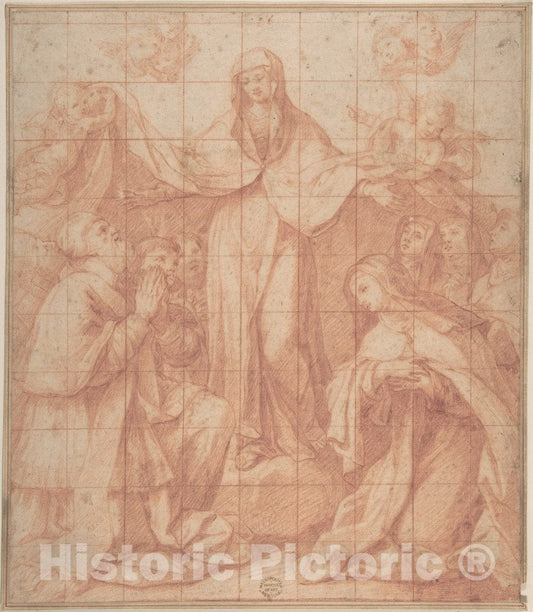 Art Print : Italian, Roman-Bolognese, 17th Century - Madonna of Mercy : Vintage Wall Art