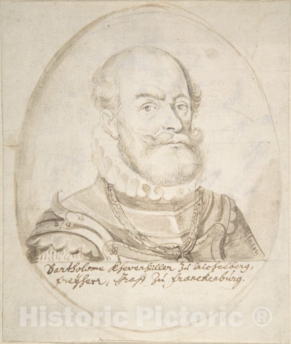 Art Print : Flemish, 17th Century - Portrait of Bartholomeo Ehrenfüller(?) : Vintage Wall Art